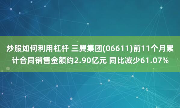 炒股如何利用杠杆 三巽集团(06611)前11个月累计合同销售金额约2.90亿元 同比减少61.07%